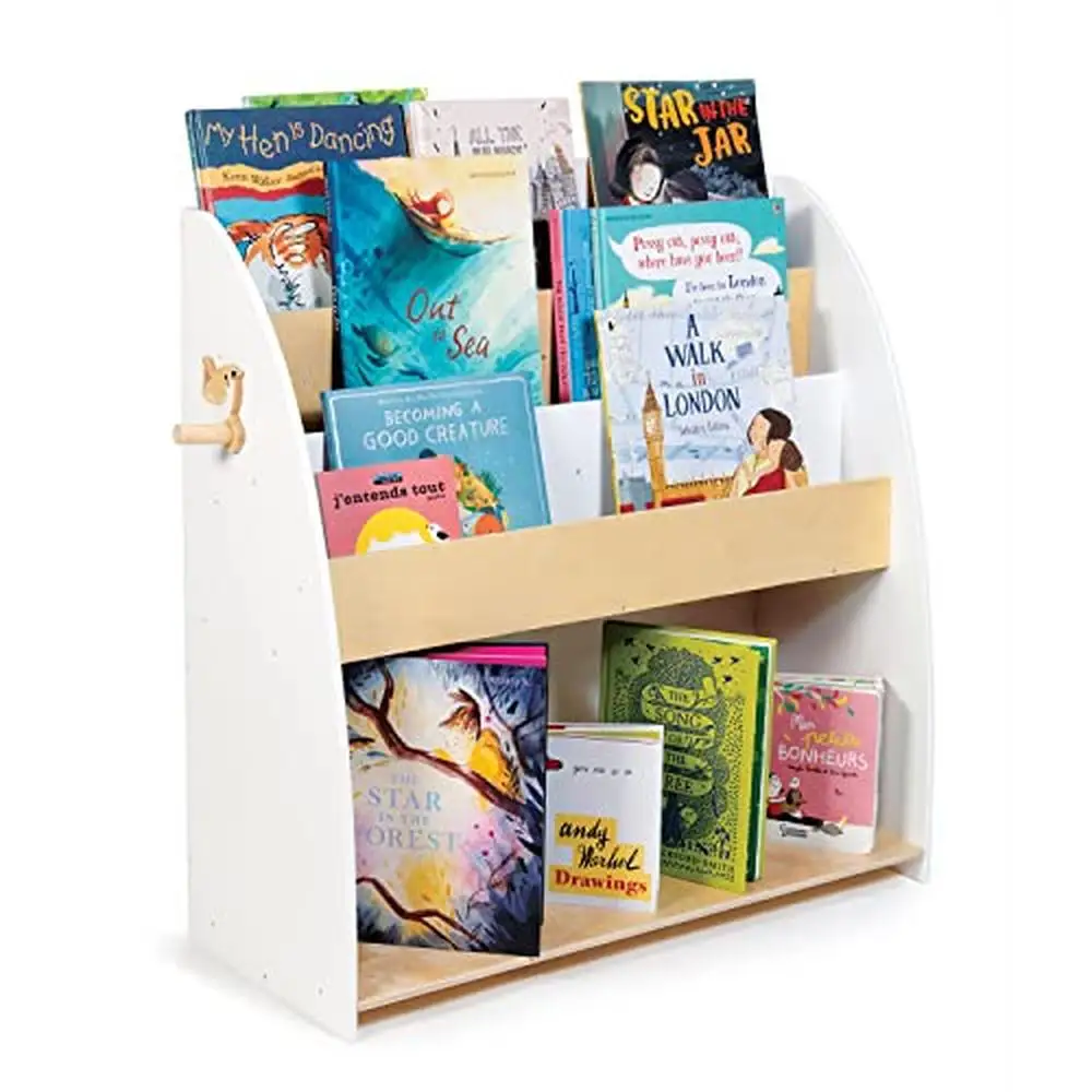 Neutrale Witte Bos Boekenkast Speelgoed Organizer 3 Planken Stevige Eco-Vriendelijke Kid 'S Slaapkamer Opslag Boekenplank Speelgoeddoos Organizer