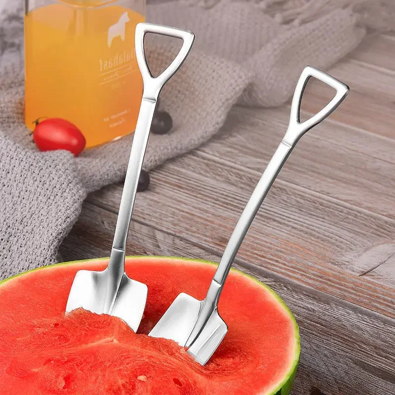 1 Pcs Shovel Spoons Stainless Steel Teaspoons Creative Coffee Spoon For Ice Cream Dessert Scoop Tableware Cutlery Set