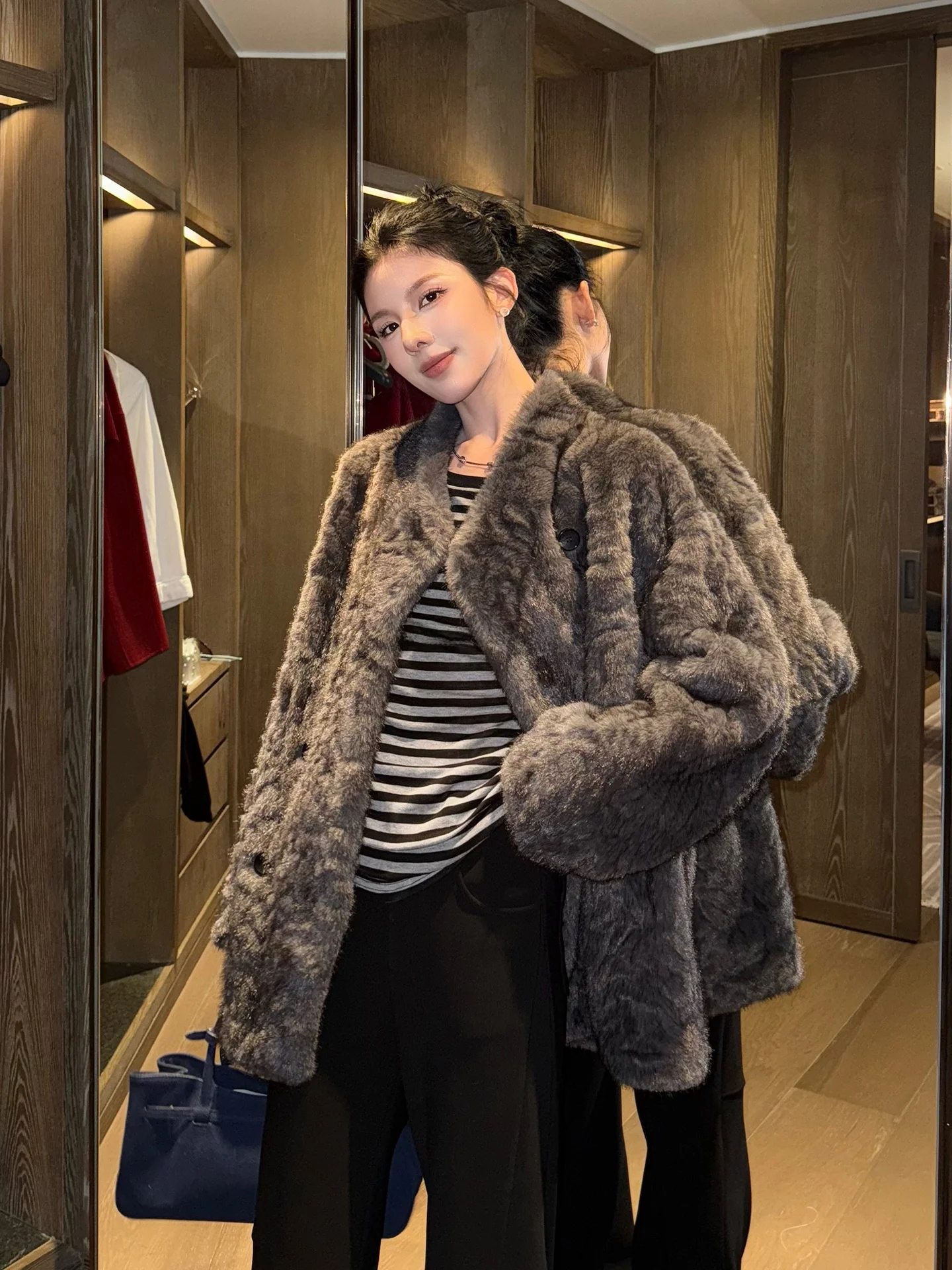 

Экологичный меховой жилет, женский интегрированный жилет из кожи и меха, роскошное теплое зимнее пальто, верхняя одежда Thiened Plu, прямой крой