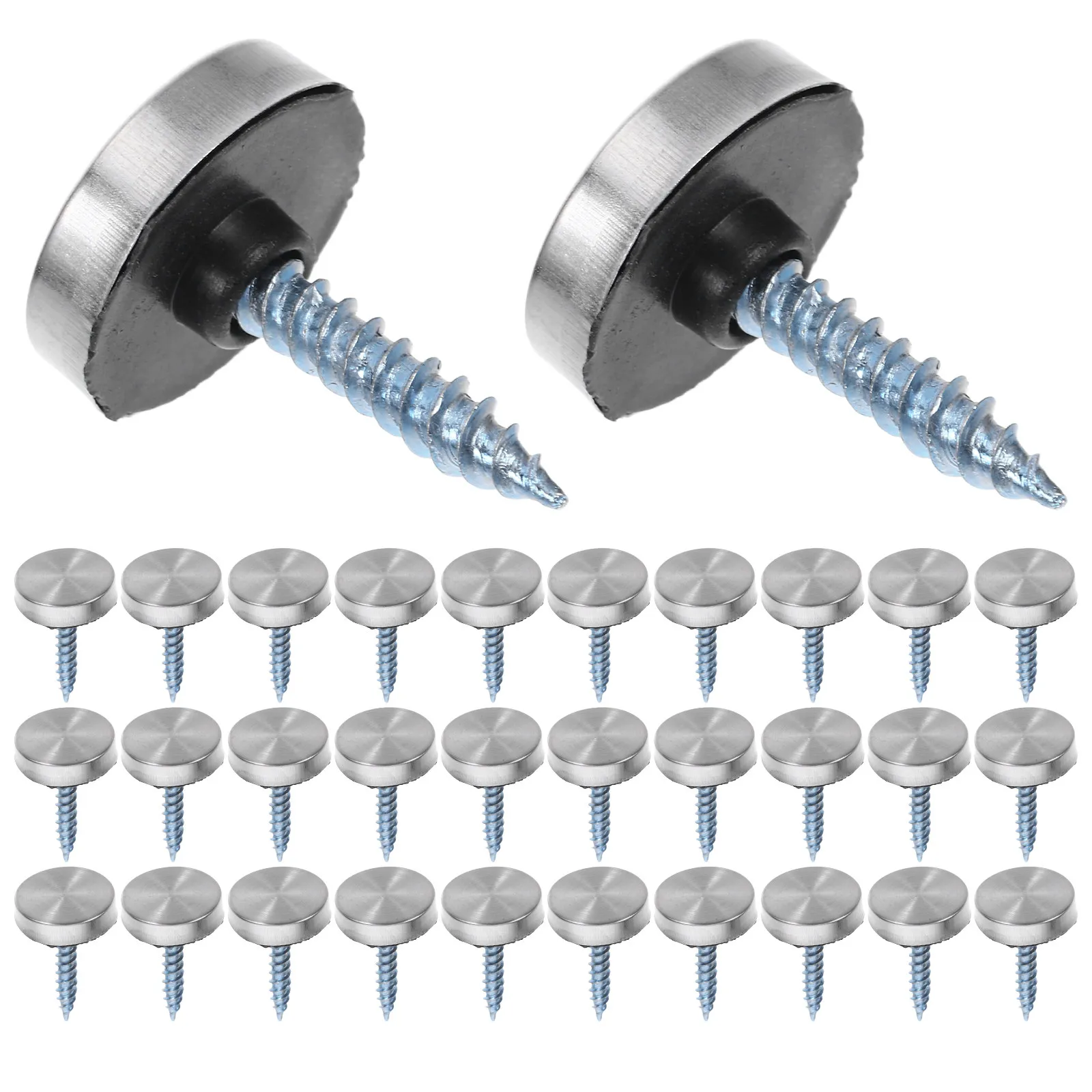 100Pcs Mirror Screws Stainless Steel with Decorative Caps Easy Install Sleek Finish for Mirrors Bath Plates Wardrobes Tables