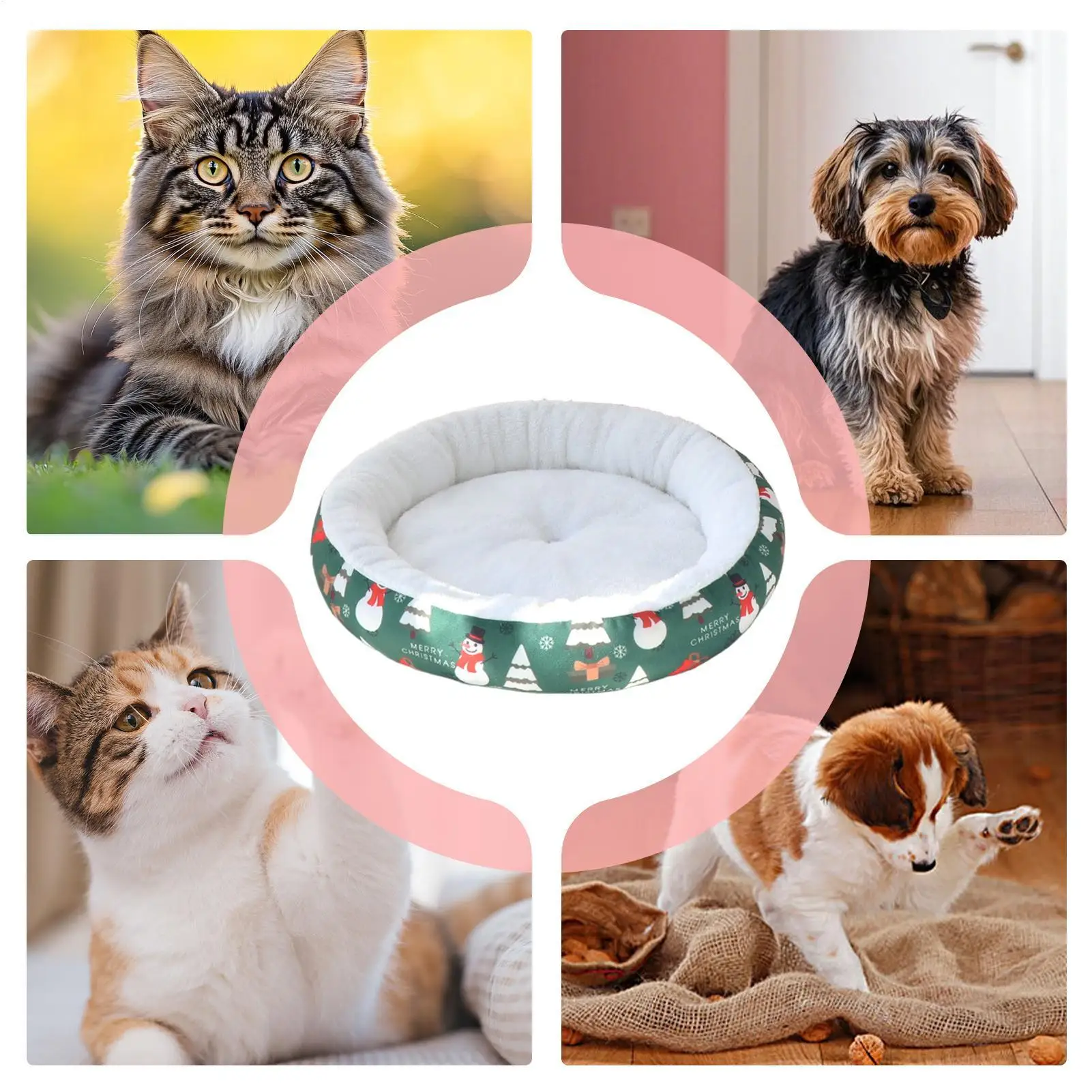 

Winter Cat Mat Christmas Calming Comfortable Pet Sofa Kitten Crate Kennel Fuzzy Pad For Home Dorm Bedroom Living Room Balcony