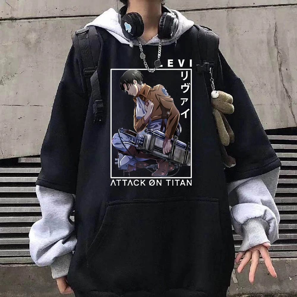 Attack On Titan Anime Patchwork Plus Size Hoodie Yeager Eren And Ackerman Mikasa Print Hooded Men Women Clothes Sweatshirt Tops