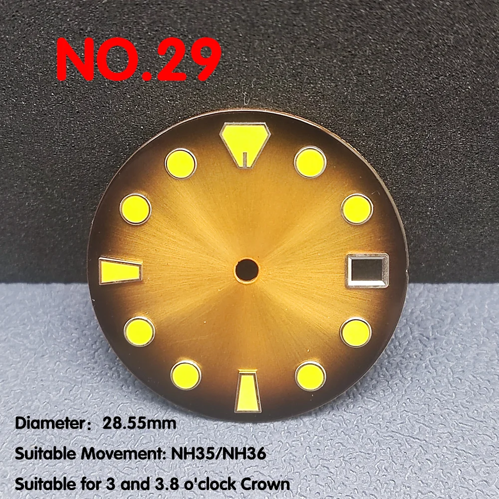 Einzel kalender uhr mit 28,5mm Durchmesser blaues Leucht zifferblatt für Zubehör für Uhrwerke nh35/nh36