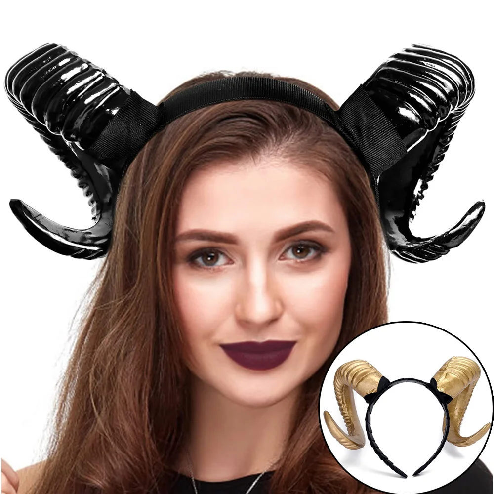 Kobiety gotycki diabeł Demon róg nakrycia głowy nakrycie głowy Cosplay dziewczyny zwierzęce czarne rogi owiec z pałąkiem na głowę impreza z okazji Halloween rekwizyty kostiumowe