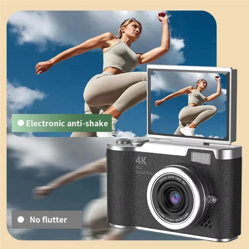 B24B 4K CCD 8X Digital Zoom Camera For Student 48MP Compact Digital Photography Camera 180 Flip Screen Selfile Camera