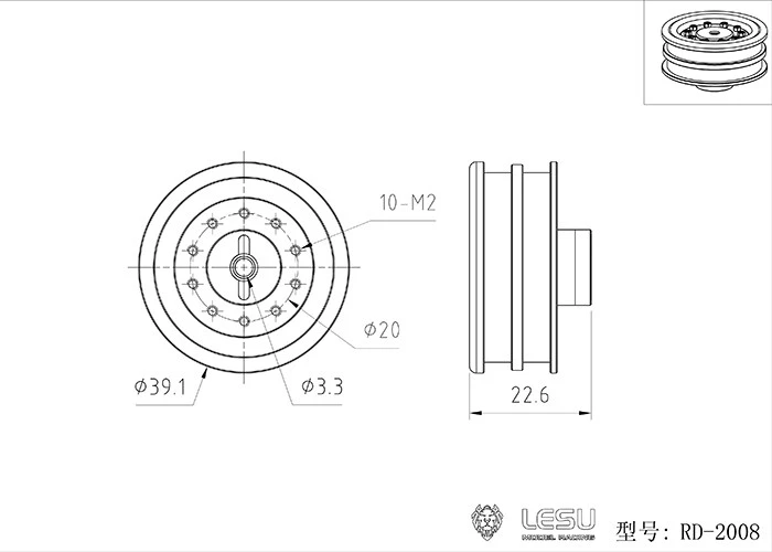 LESU für 1/14 Hydraulischer Gabelstapler RD-A0007 Modellspielzeug-Modifikation Spezialreifen und Radnaben – Detail 1