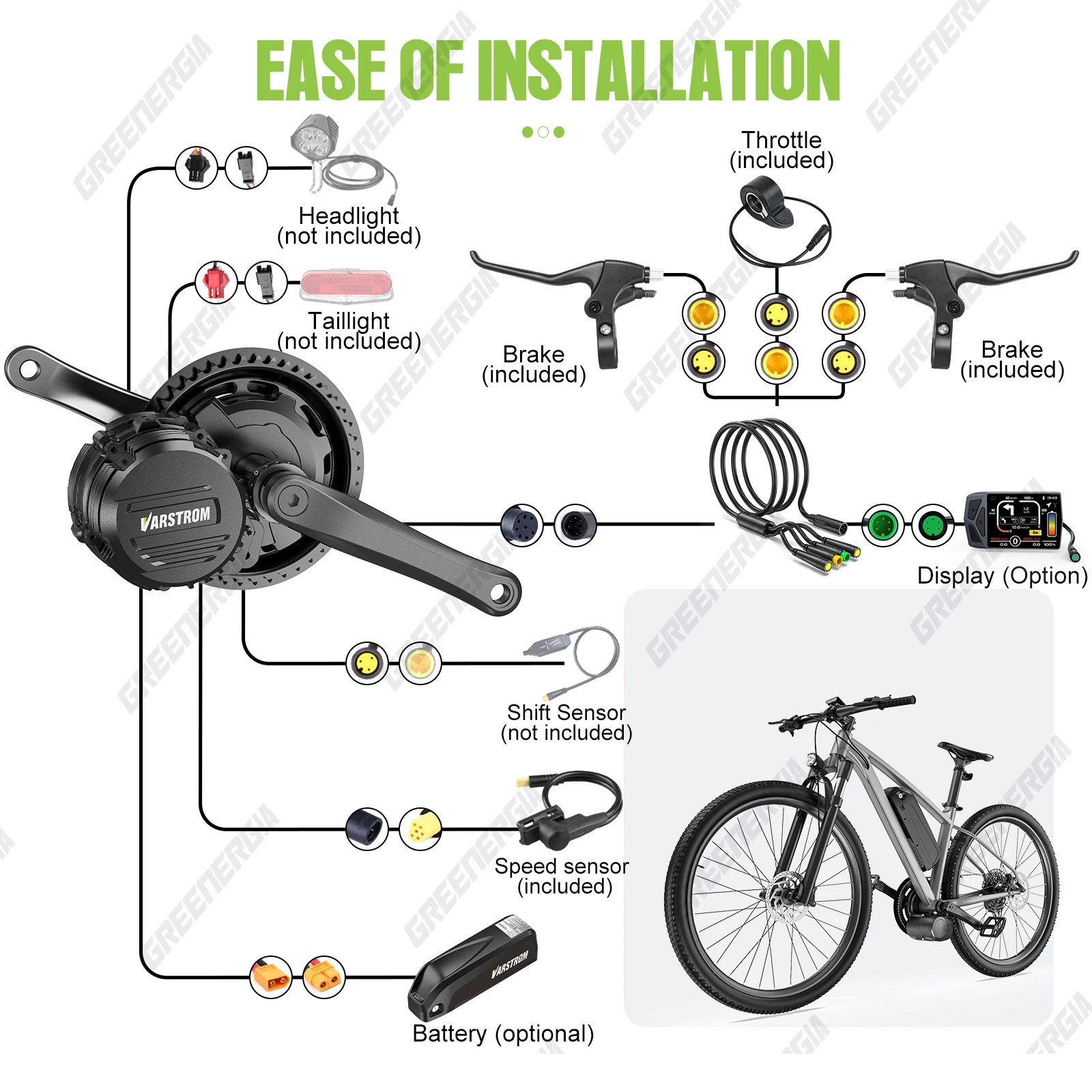 Tongsheng TSDZ16 1000W TSDZ 750W TSDZ2B 500W 250W Motor Mittelantrieb Drehmomentsensor Fahrrad Elektrofahrrad Umrüstsatz 68-73mm – Detail 6