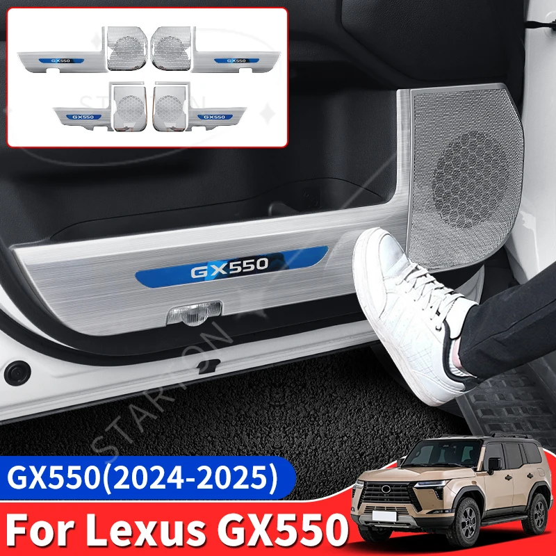 For Lexus GX550 GX550h Stainless Steel Car Door Protective Cover Speaker Cover,Interior Upgraded Accessories