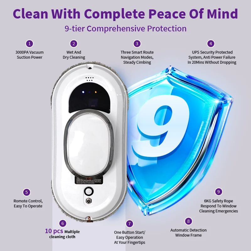 Window Robot Vacuum Cleaner Cleaning Electric Glass Remote Control Machine