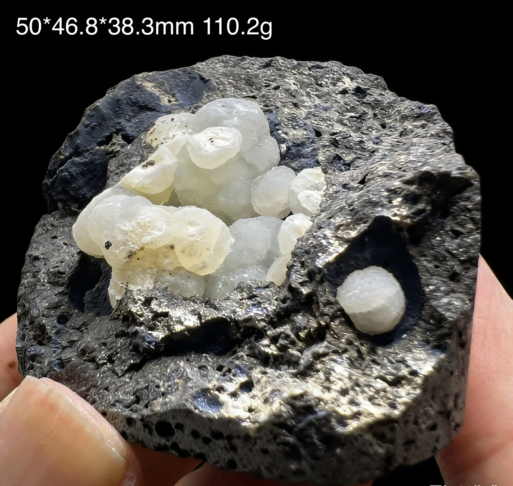Selected natural rare spherical calcite coexisting mineral raw stone crystal specimen for appreciation, collection and display.