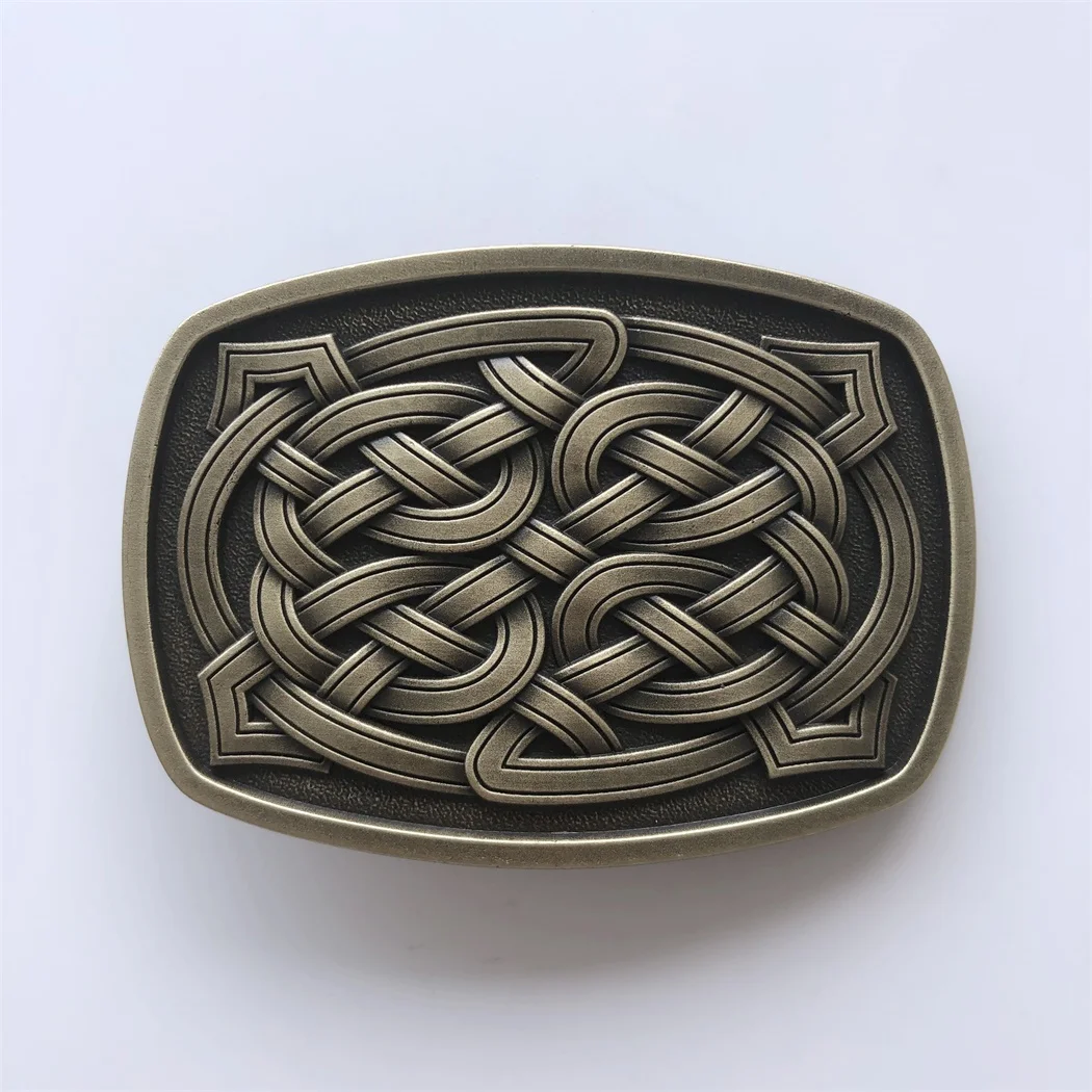 Antique Bronze Plated Cruz Belt Buckle, Celtic Knot Retângulo Belt, BUCKLE-WT153AB, Frete Grátis