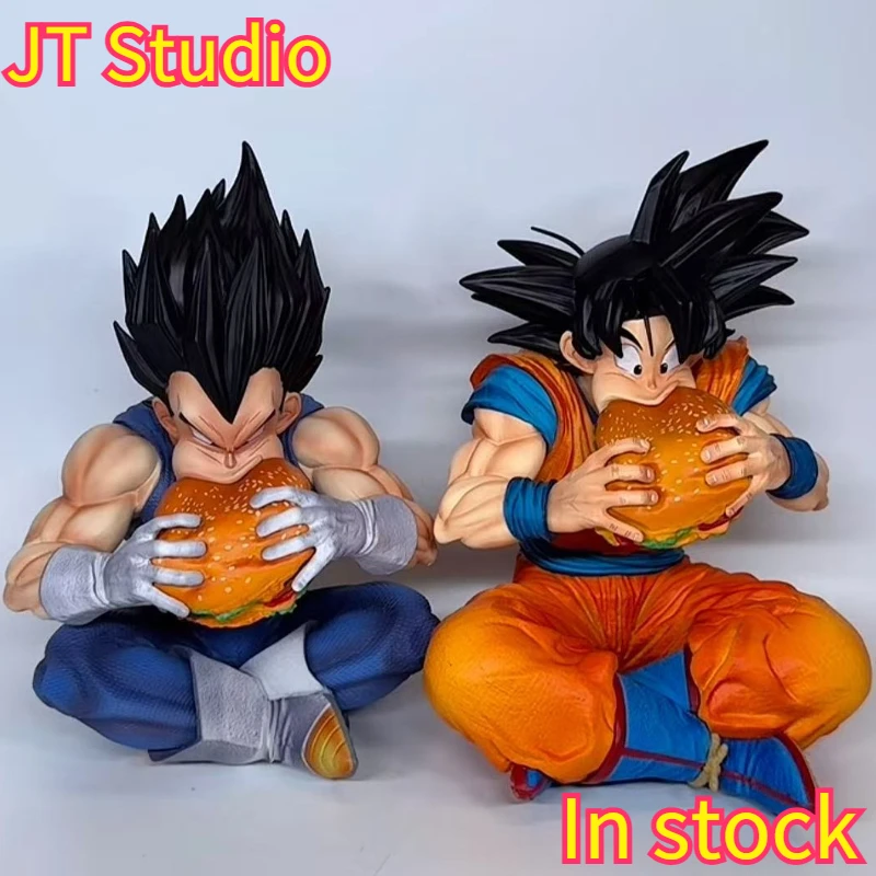 

Jt studio Dragon Ball Goku & Vegeta Eating Hamburgers Anime Figure Sitting Pose Figurine Ornament Collectible Model Toys Gift