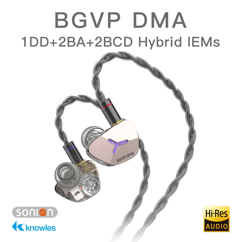 BGVP DMA Bone Conduction 1DD+2BA+2BCD HIFI Wired Best in-ear Earphone Armature Hybrid Driver Monitor Headphone 3.5+4.4mm Plug