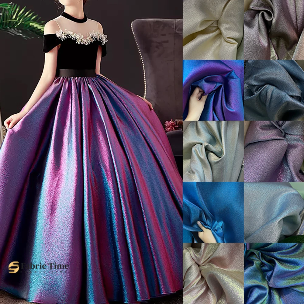 Blue purple champagne Luxury glittering composite gold thread fabric Evening dress Stage costumes Set Curtain thick Fabric