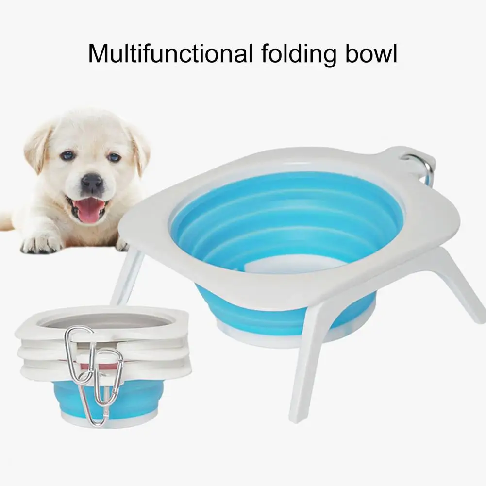 

Pet Bowl Collapsible Dog Pet Folding Silicone Bowl Dog Bowl with Stand Pet Food Water Bowl for Traveling Hiking Camping