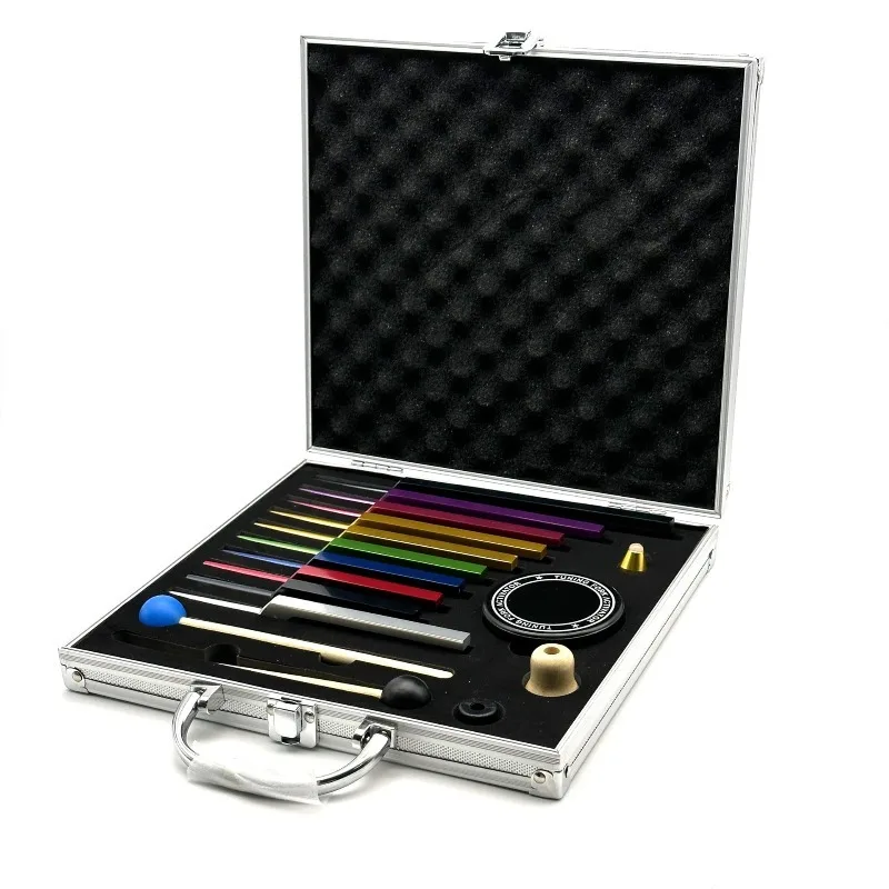 Aluminum Alloy Tuning Fork Set Colorful Sound Therapy Tuning Forks with Base and Box Yoga Forks Musical Instrument Percussion