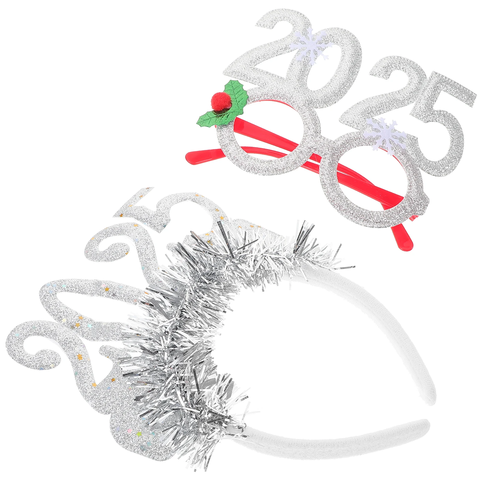 

1 set NewYearHeadb Glitter 2025 Number PartyHeadpiece Birthday 2025 Headb Women PhotoBoothProps Christmas HairB Tinsel Star