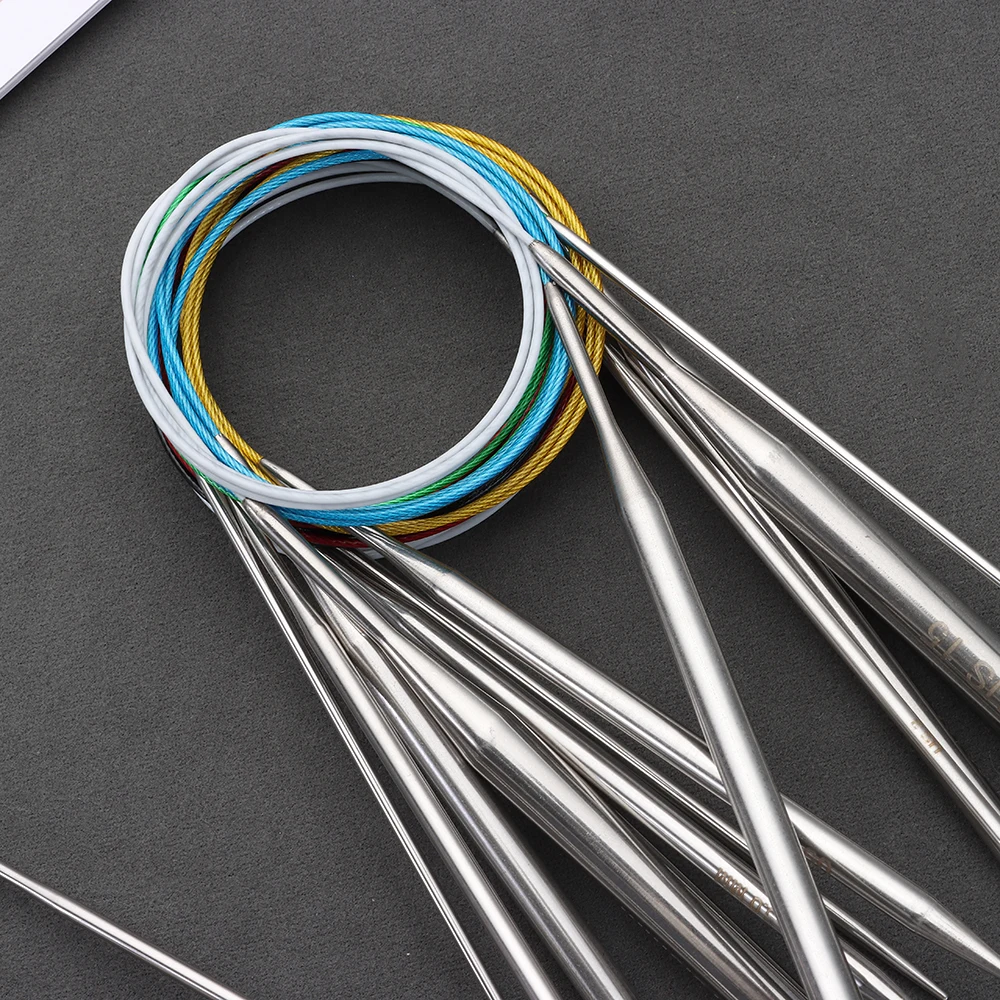 80/100cm Stainless Steel Circular Needle Round Weaving Knitting Needles Handmade Crochet Hook DIY Crafts Household Sewing Pins