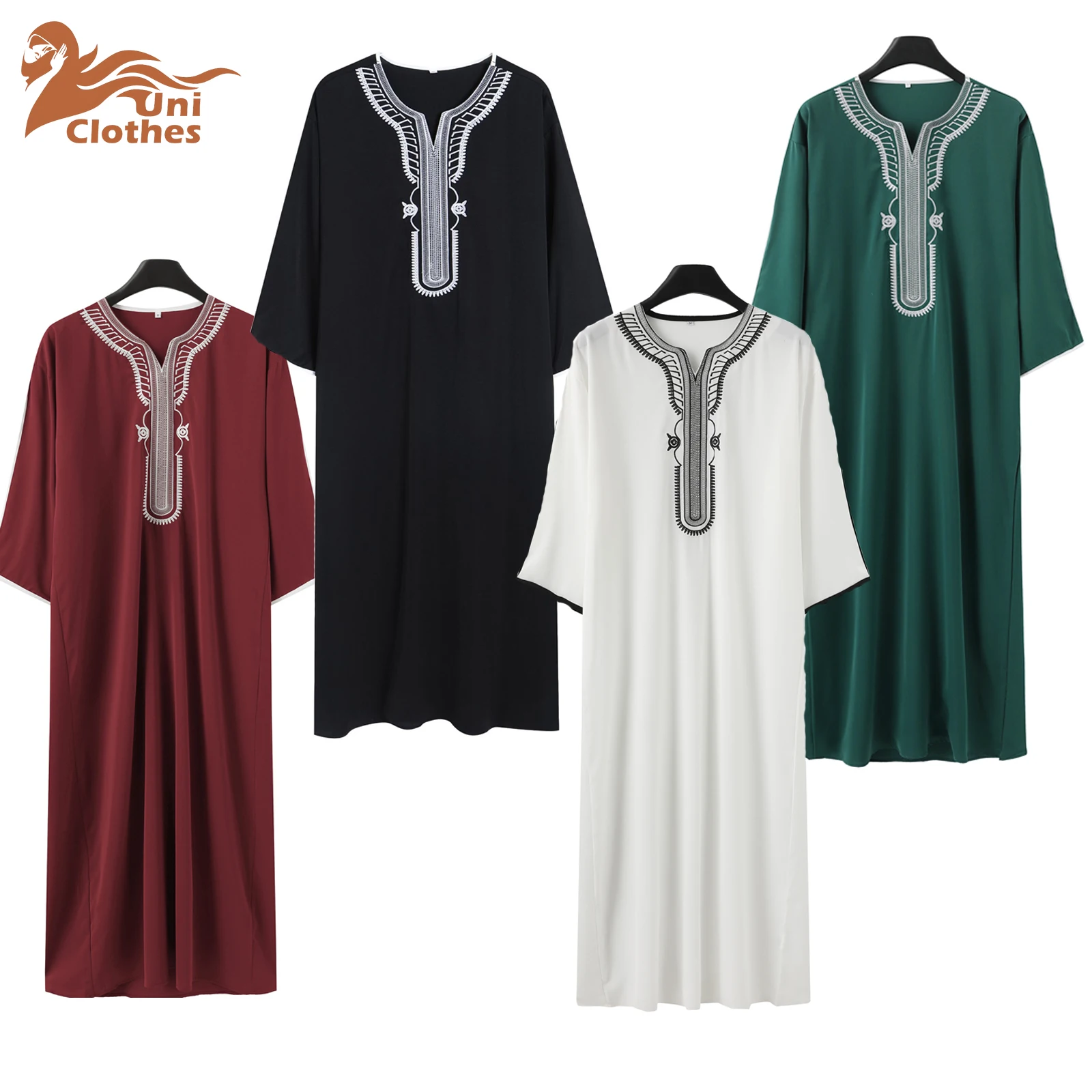 Abayas musulmanas de moda para hombre, vestido largo bordado de retazos, caftán árabe saudí, Jubba Thobe, Abaya islámica marroquí, novedad de 2024