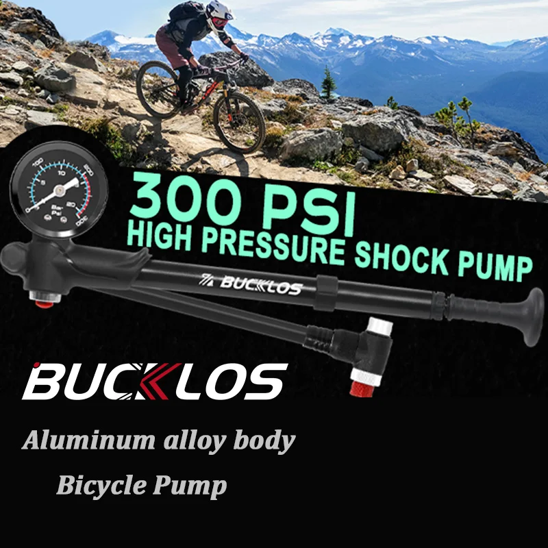 

Bicycle Fork Air Pump with Gauge 300psi High-pressure Bike Pump Schrader Presta Valve Inflator Mountain Road Bike Accessories