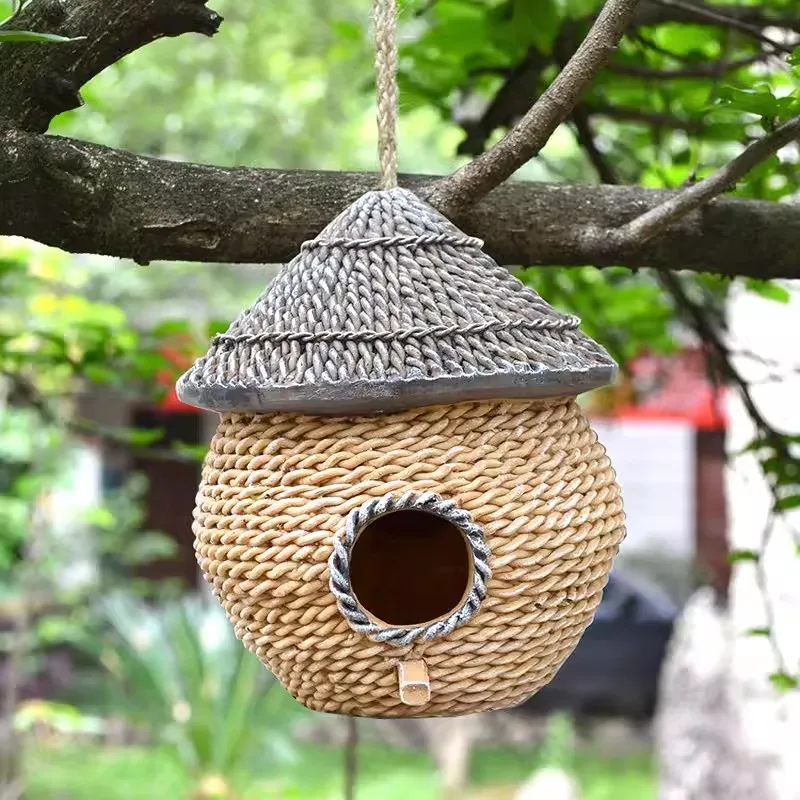 

Outdoor garden Garden decoration resin garden simulation bird's nest bird's nest balcony terrace farmhouse landscaping hanging o