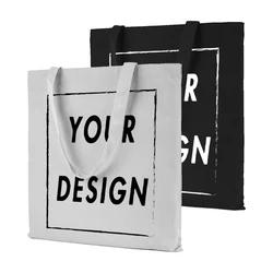 Custom Tote Bag Canvas Add Your Design Text Photo High Quality 10 Color Thick Zipper Inside Pocket Shoulder Shopping Bags