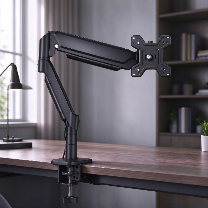 Gas Spring Monitor Arm VESA Mount with Hidden Cable Clips, Adjustable Desktop Support for Multi Screen Workstation Setup