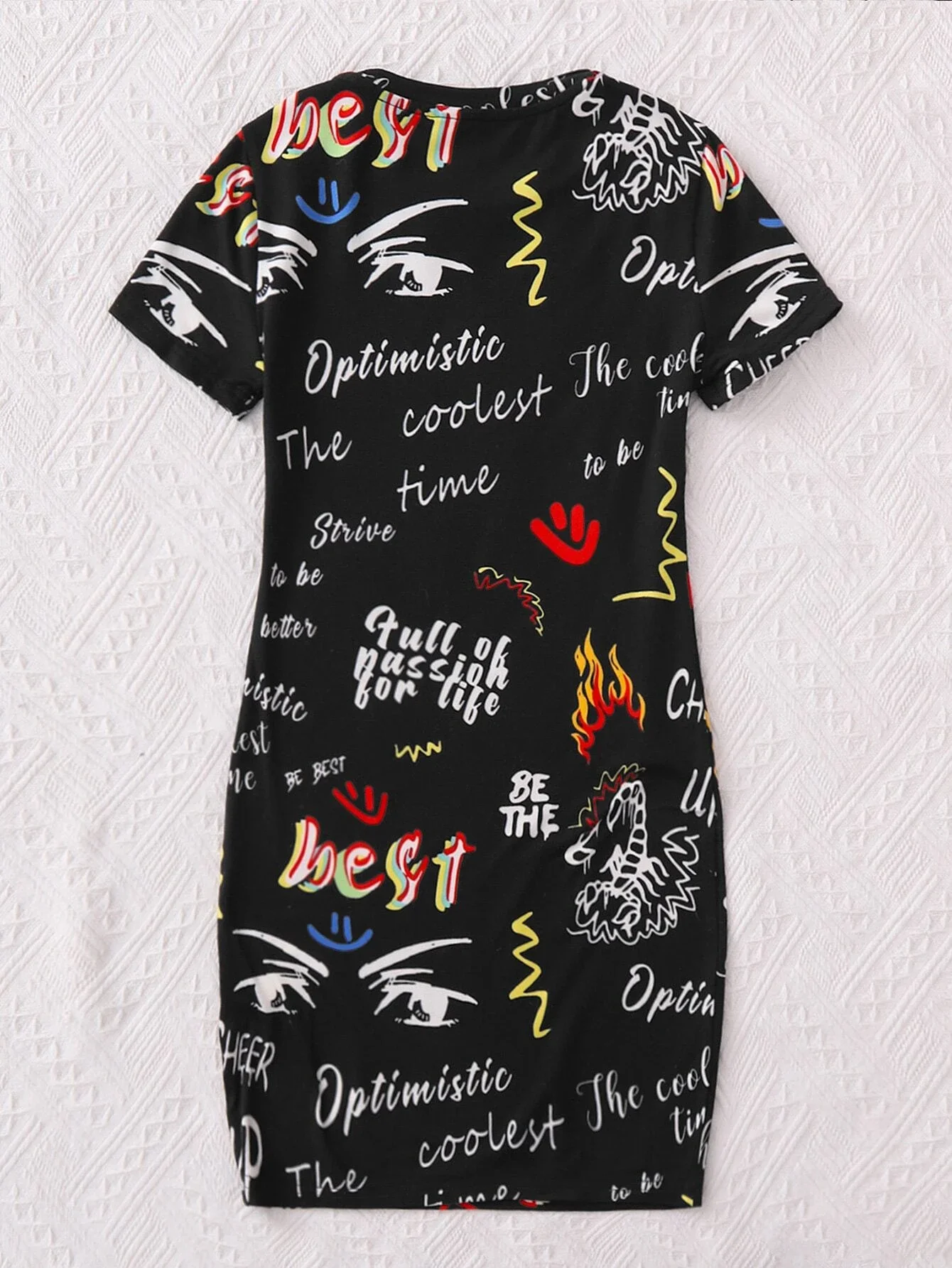 Summer 4-14 Year Old Girl Fashion Novelty Printed Short sleeved Dress Casual Comfortable Breathable Dress T-shirt