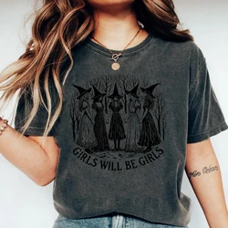 Halloween Girls Will Be Girls Witch Shirt Funny Witch Shirts Girl Power Halloween Women Vintage Clothes Witchy Vibes Tee Tops