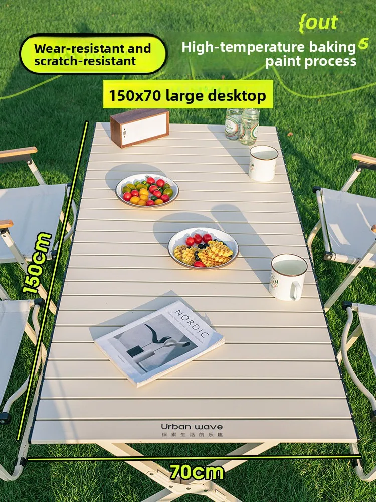Outdoor Egg Roll Table and Folding Chair Kit Portable Camping Picnic Full Set