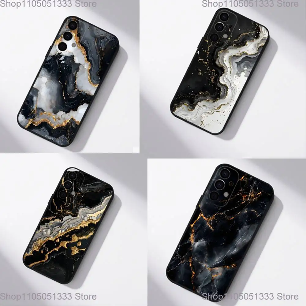 

B-Black Gold Marble Art Phone Case For Samsung S25,S24,S21,S22,S23,S30,Ultra,S20,Plus,Fe,Lite,5G Black Cover