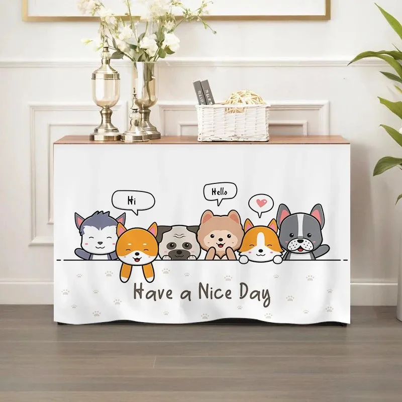 VIKAMA Cartoon Cat Kitchen Cabinet Cover Curtain Self-Adhesive Cabinet Curtain Dust Cover Wardrobe Cover Dust Cloth Home Decor