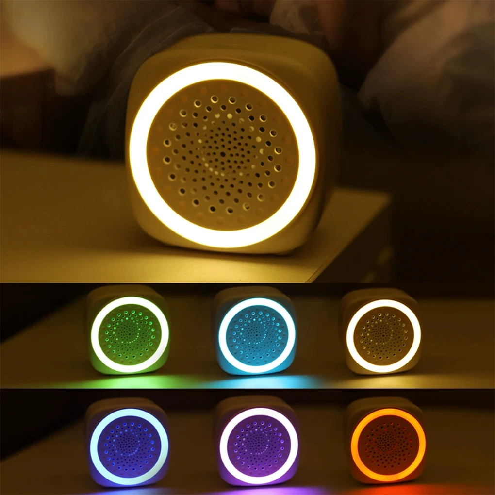 Mini máquina de som de ruído branco, chupeta de sono com 26 sons calmantes, respiração com luz RGB para viagens de bebês e adultos