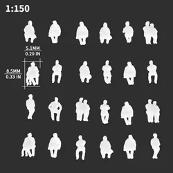 Scale 1:50/87/100/150/200 Miniature Plastic Seated Figures Model Railway Train People Scene Layout Diorama Kits 100Pcs/Lot