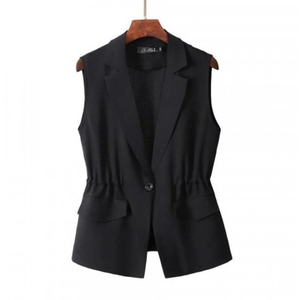 S-4xl New Ol Fashion Women Suit Vest Style Elastic Waist Slim Elegant Office Big Size Female Tops Black White Jackets Waistcoat