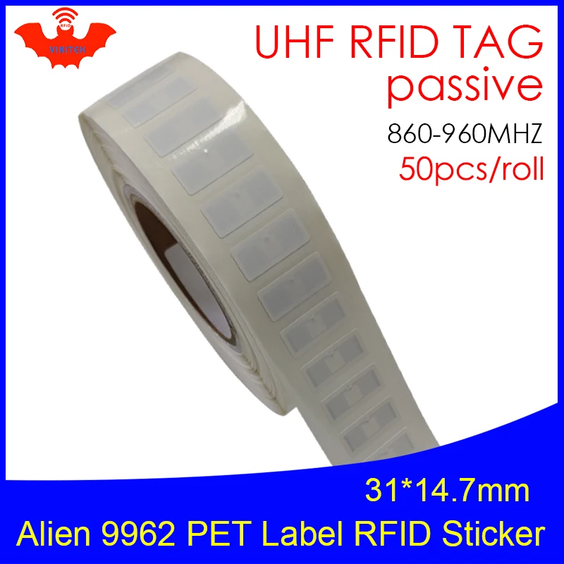 

RFID tag UHF sticker Alien 9920 oil and water proof PET label 915m868mhz EPC 6C 50pcs free shipping adhesive passive RFID label