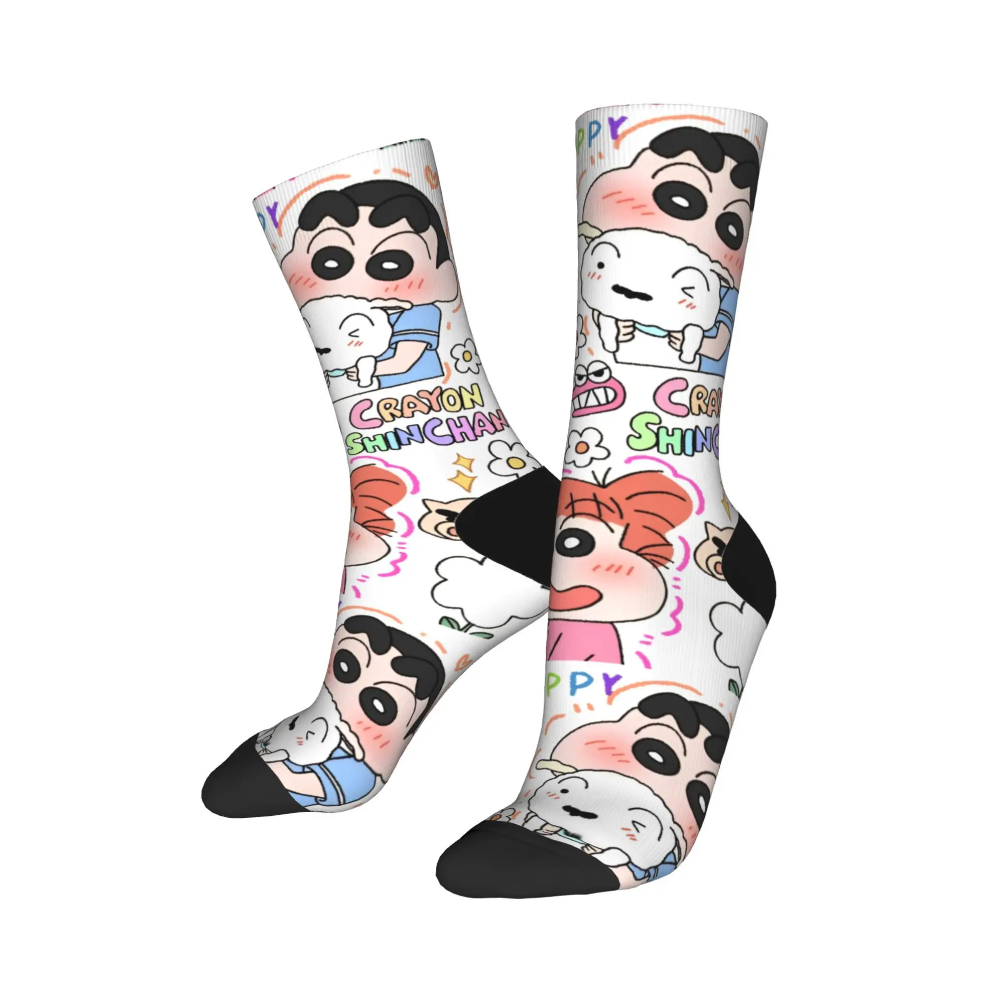 شتاء دافئ ملون للجنسين Kawaii تلوين شين تشان الجوارب أنيمي شيرو نيني امتصاص العرق جوارب كرة القدم