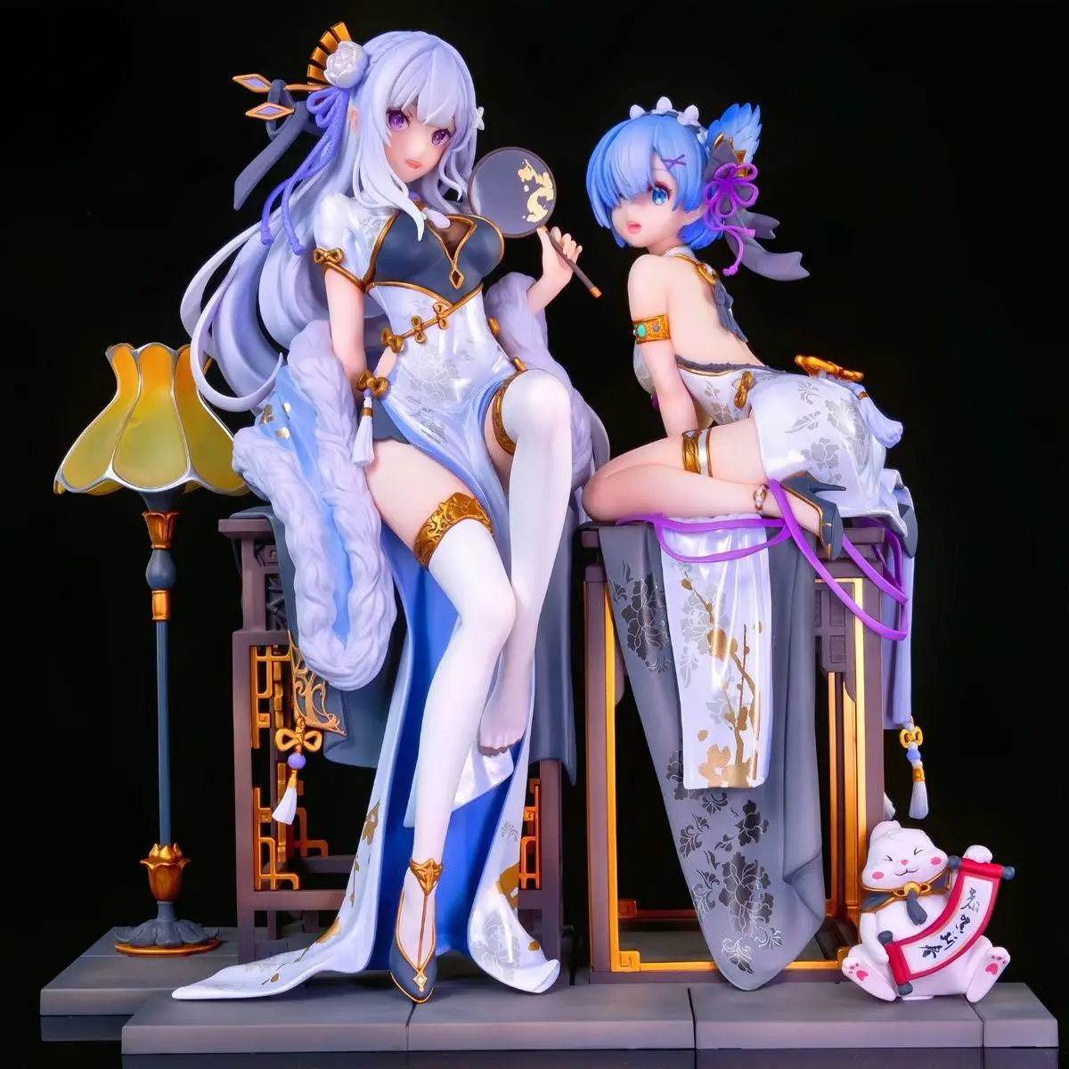 

Emilia And Rem 22cm Cheongsam Costume Action Figure Anime Model Sexy Doll Desktop Decoration Birthday Gift Collectible Toy