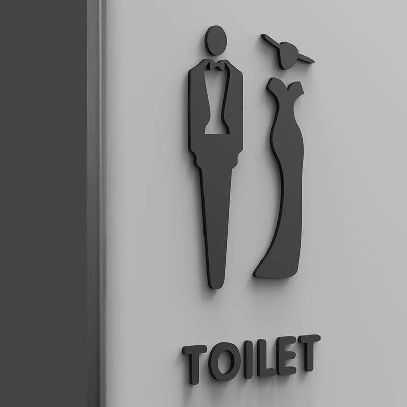 Family residence apartment hotel restaurant bathroom bathroom door men and women toilet logo 3D house number diy black gold art images - 6