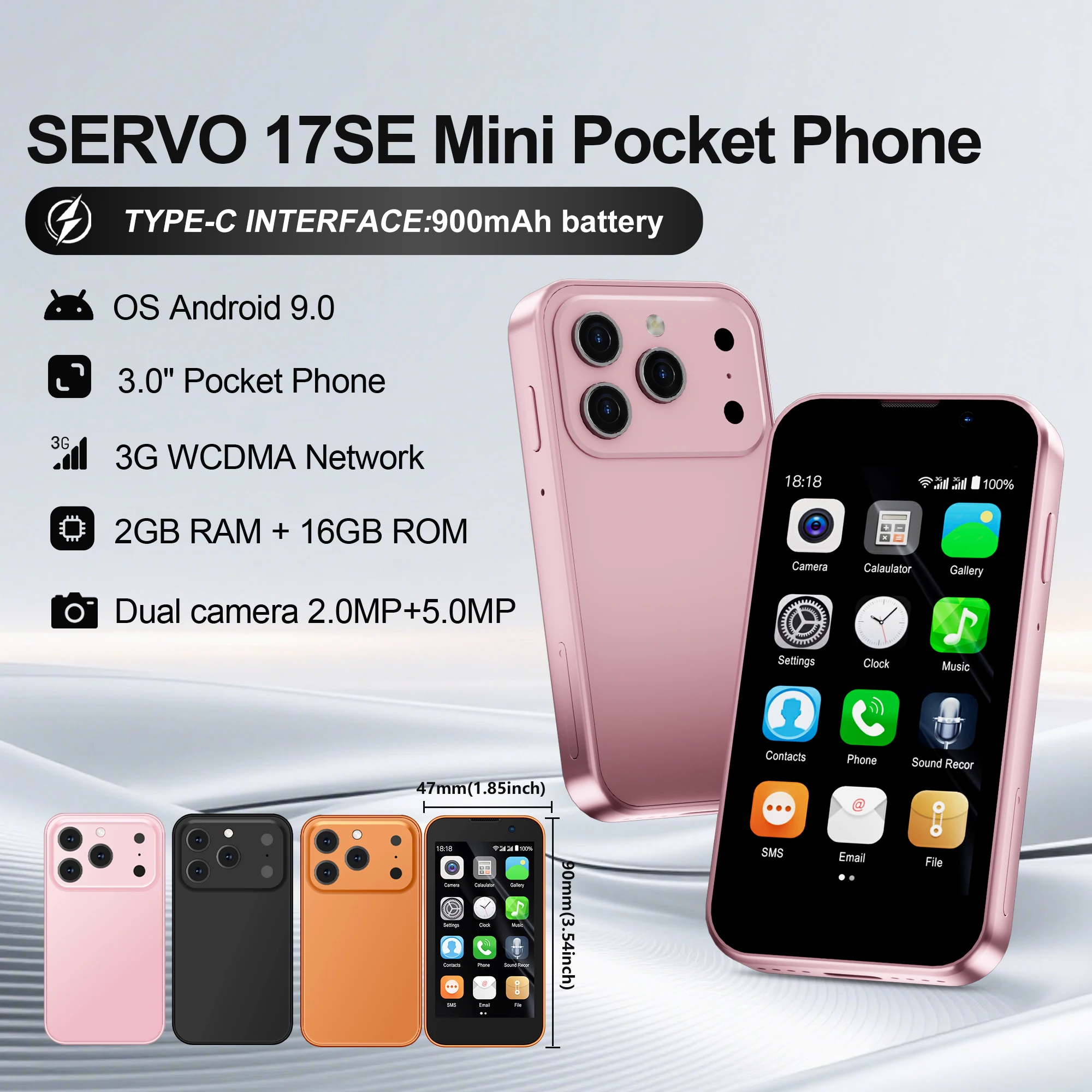 سيرفو 3G WCDMA جيب الهاتف الذكي نظام أندرويد 2 SIM الاستعداد Play Store 16GB ROM Face Unlock Wi-Fi 3.0 "الهواتف المحمولة الذكية الصغيرة #1