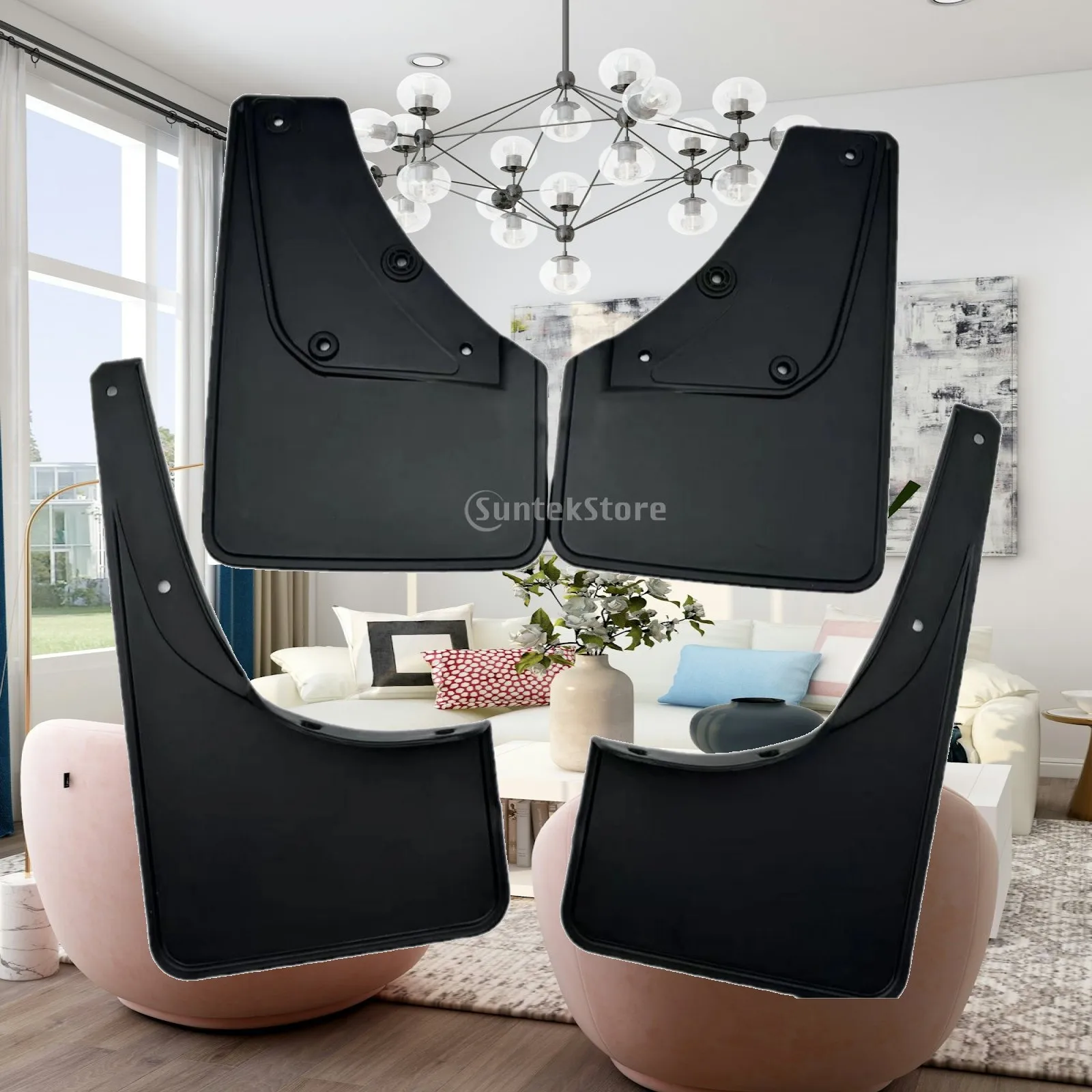 4 Pieces Wheel Arch Mudguard Robust Molded Plastic Mudguard Quarter Panel Mudflap Impact Resistant Vehicle Part Strong