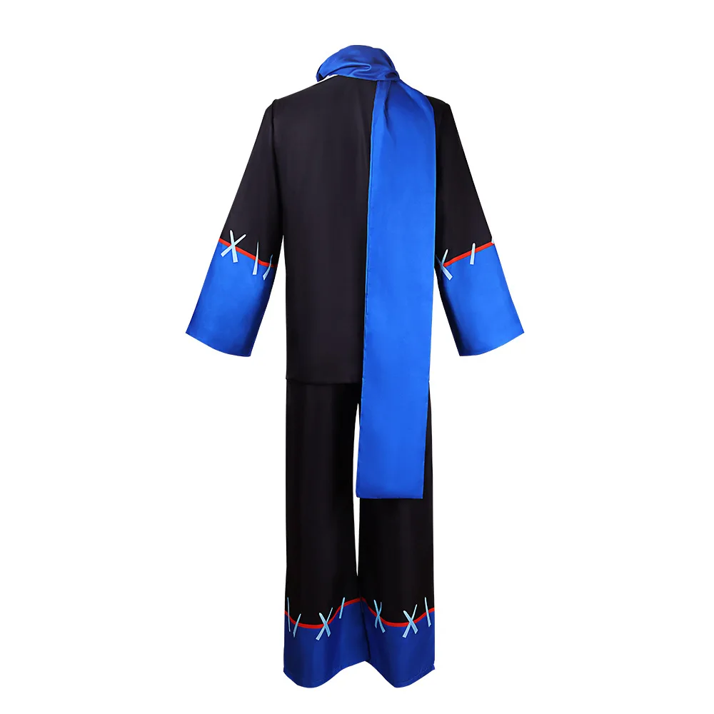 Anime Game Undertale Error Sans Cosplay Costume for Adult Black Uniform Jacket Pants with Royal Blue Scarft Halloween Suit