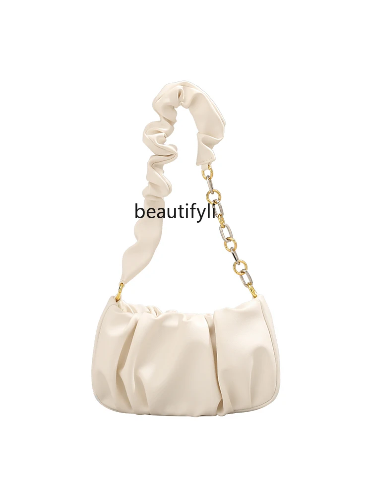 

Niche simple baguette underarm bag women's new summer pleated cloud bag versatile single shoulder oblique span bag