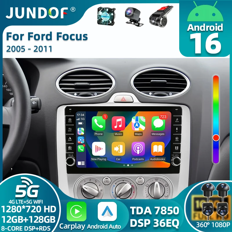 

Android 16 For Ford Focus 2 3 Mk2 Mk3 2004 2005 2006 2007 - 2011 Car Radio Navigation Multimedia Player WIFI+4G GPS Carplay Auto
