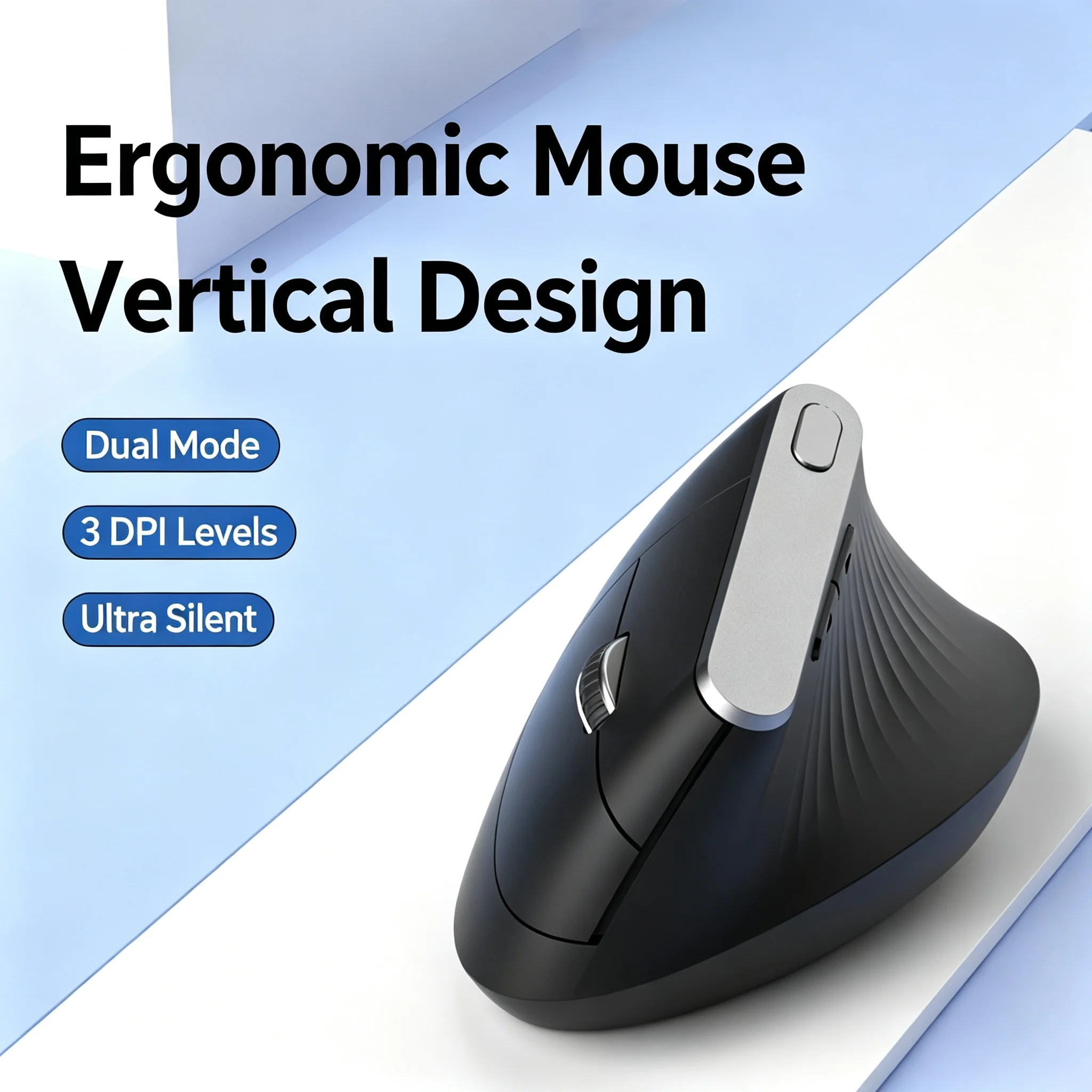 2.4G Bluetooth Wireless Dual-Mode Optical Vertical Mouse Office Stylish Slient Ergonomic Rechargeable Mouse For PC Computer