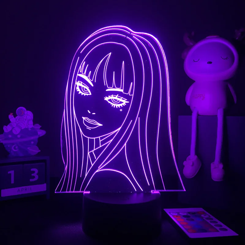 Cartoon Hello Kitty Junji Ito Tomie Night Light Kawaii Japan Anime Peripheral Room Desktop Decor Acrylic Lamp Board Toys Gifts