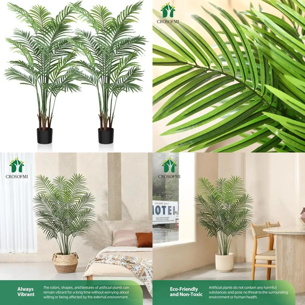 

Artificial Tropical Palm Tree, 5 Feet Tall, Faux Dypsis Lutescens, Ideal for Indoor or Outdoor Home Décor, Pot Included
