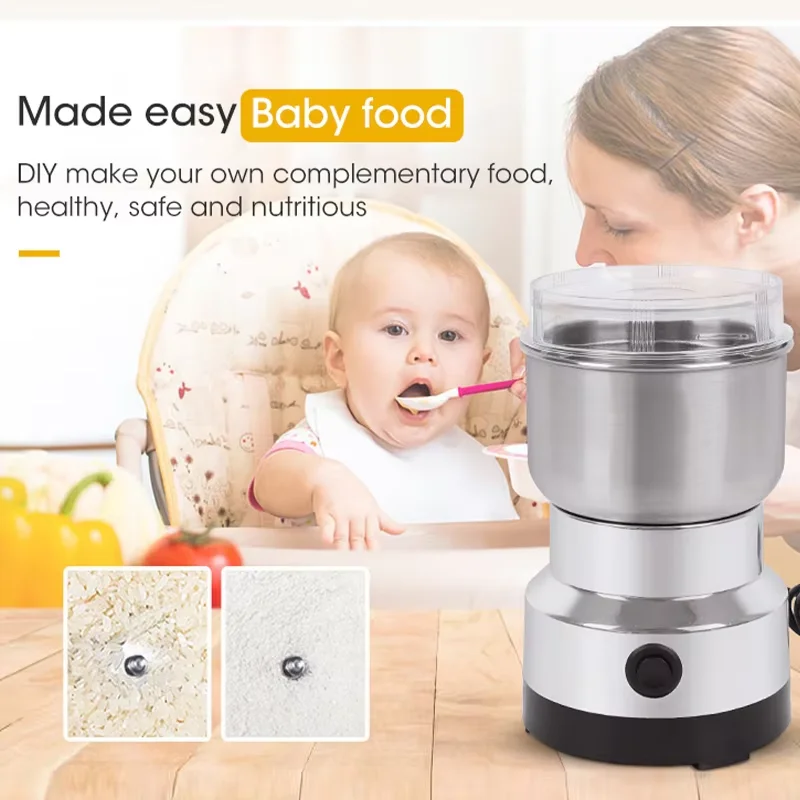 300ml Mini Electric Grinder Home Super Fine Baby Food Grinder Coffee Grinder Spice Pepper Grinder Grain Grinder 2/4 Blade