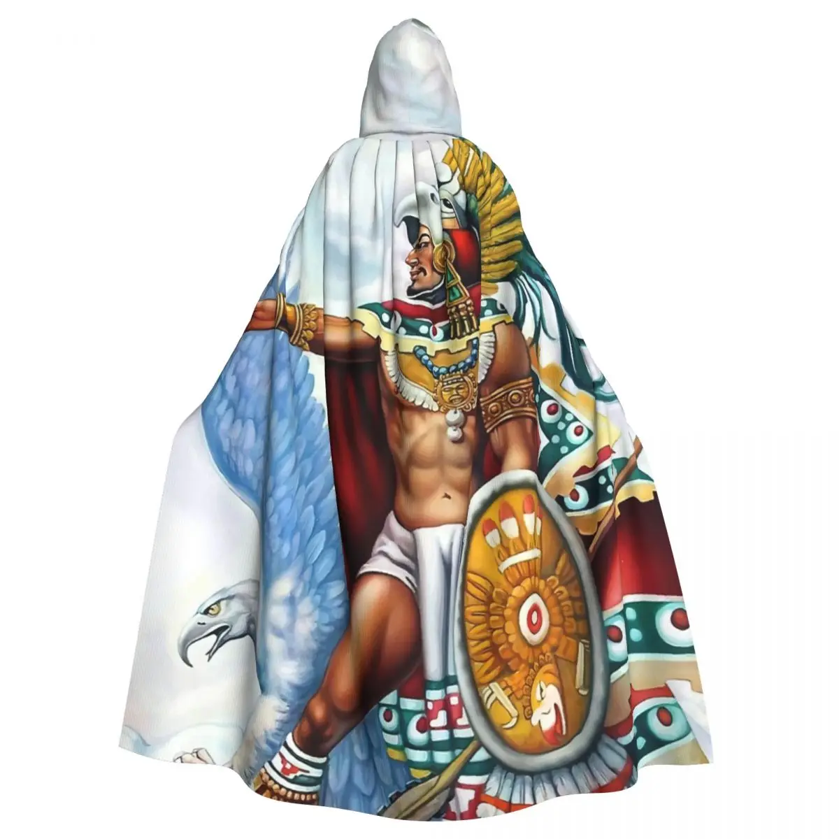 

Aztec Eagle Hooded Cloak Halloween Party Cosplay Woman Men Adult Long Witchcraft Robe Hood