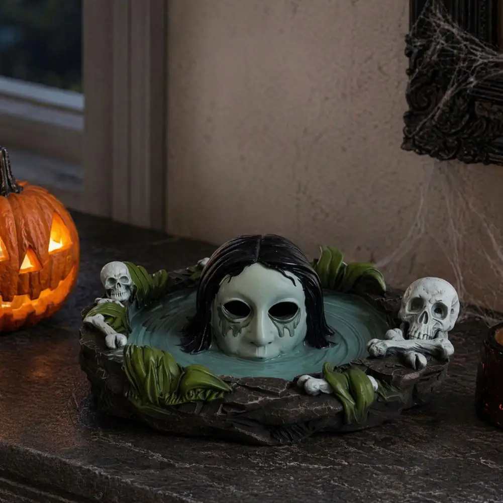 Skull Ashtray Halloween Ghost Ashtray Spooky Resin Skull Ash Tray Water Ghost Decor for Room Home Office Desk Accessories Spooky